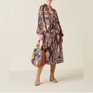 NWT Figue Magnolia Ikat Printed midi Dress